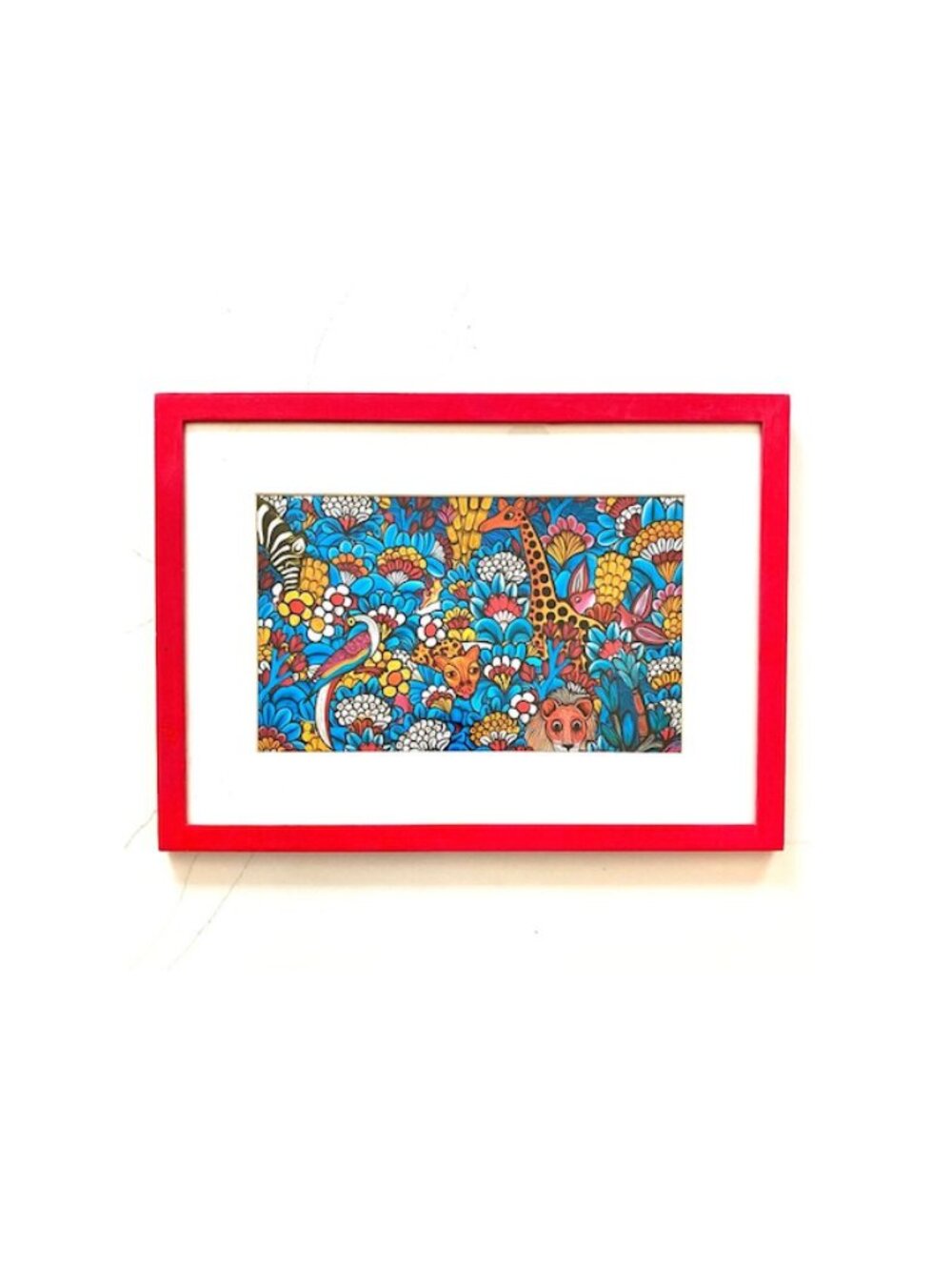 So African Art Framed Art Print of Traditional African Folklore Animal Tales NWT